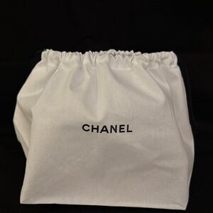 CHANEL White Drawstring Bag